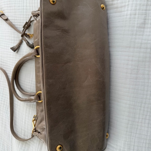 Prada Women's Taupe Leather Satchel - Picture 8 of 8